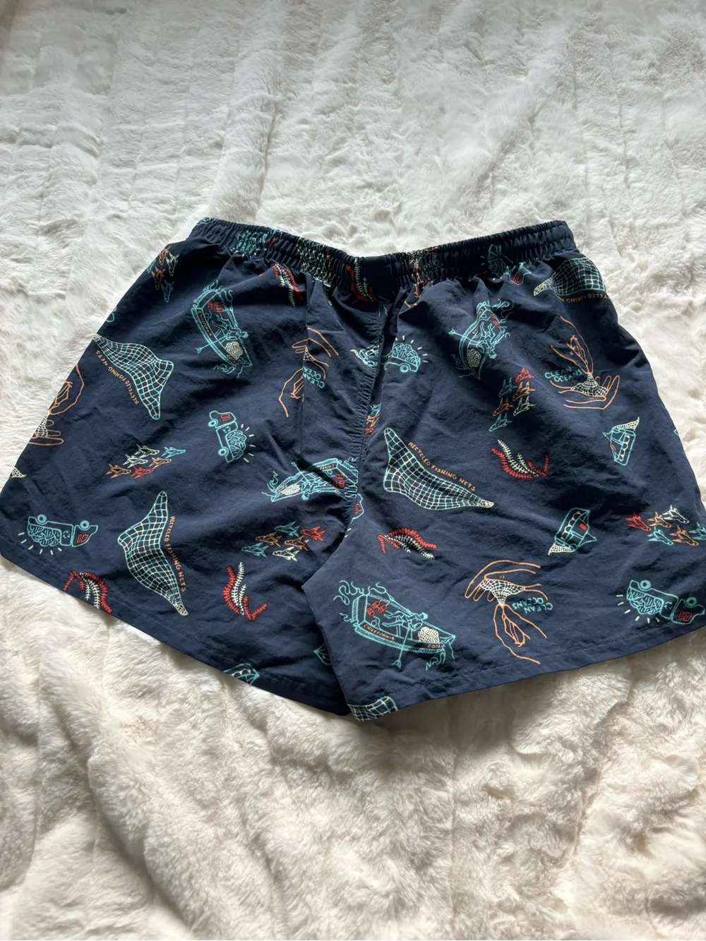 Patagonia Navy Blue Printed Swim Trunks